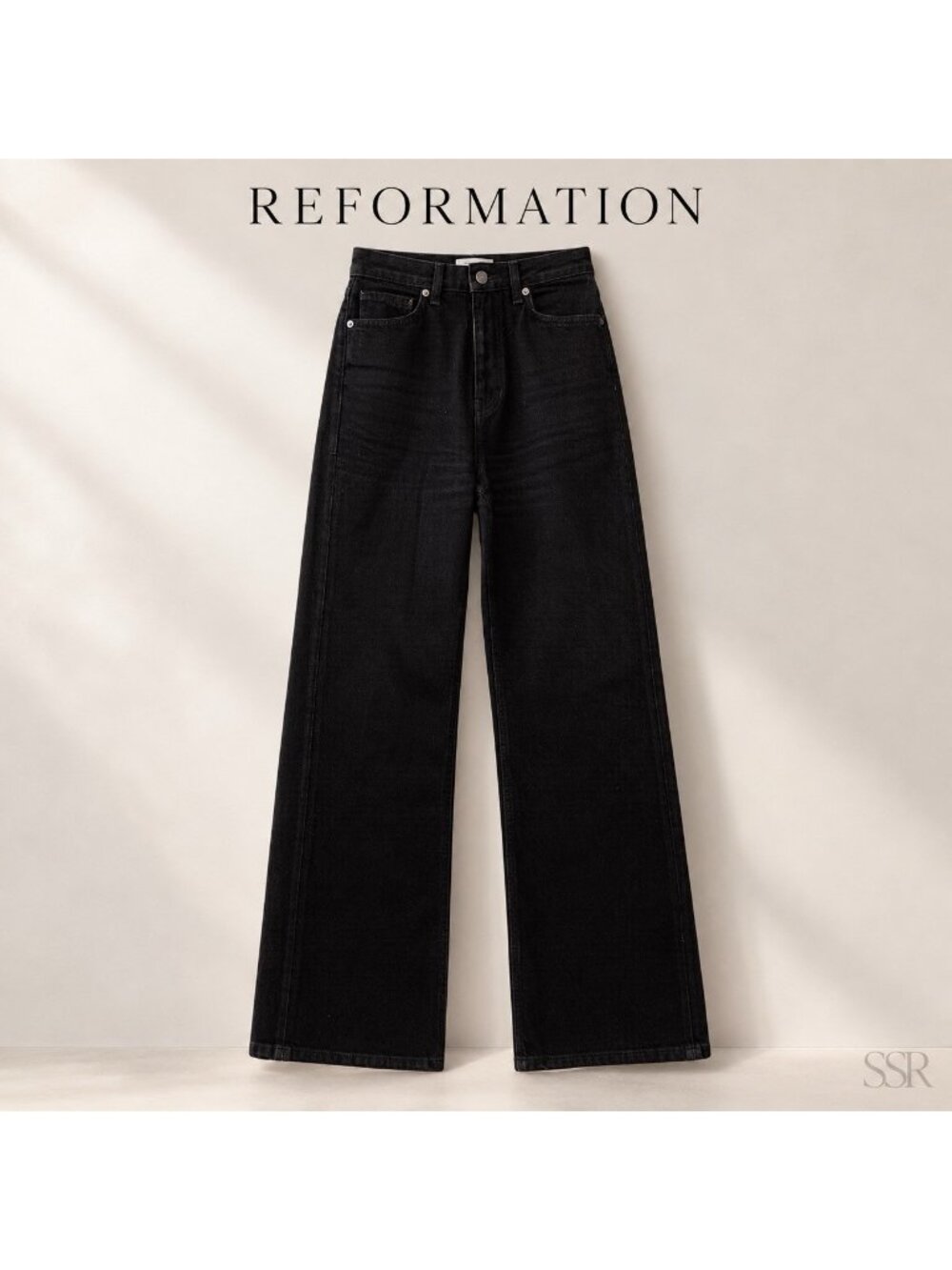 Reformation Wilder Jeans 27 Black High Rise Stretch Wide Leg Organic Cotton